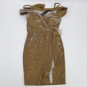 Entry dress Gold Glitter Off-Shoulder NWT